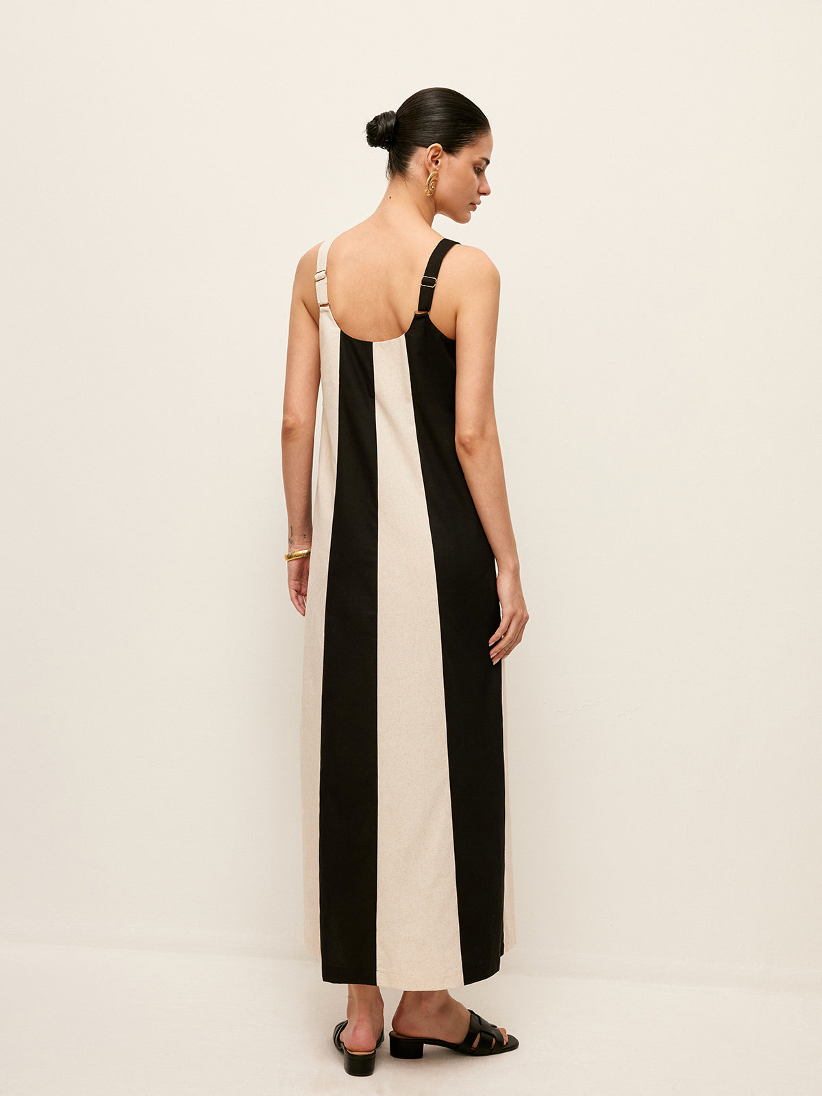Cotton & Linen Striped Sleeveless Dress