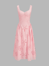 Ocean Cutwork Flared Midi Dress