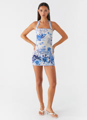 Garden Party Mini Dress - Serene Sky Floral