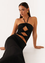 Zena Halterneck Midi Dress - Black